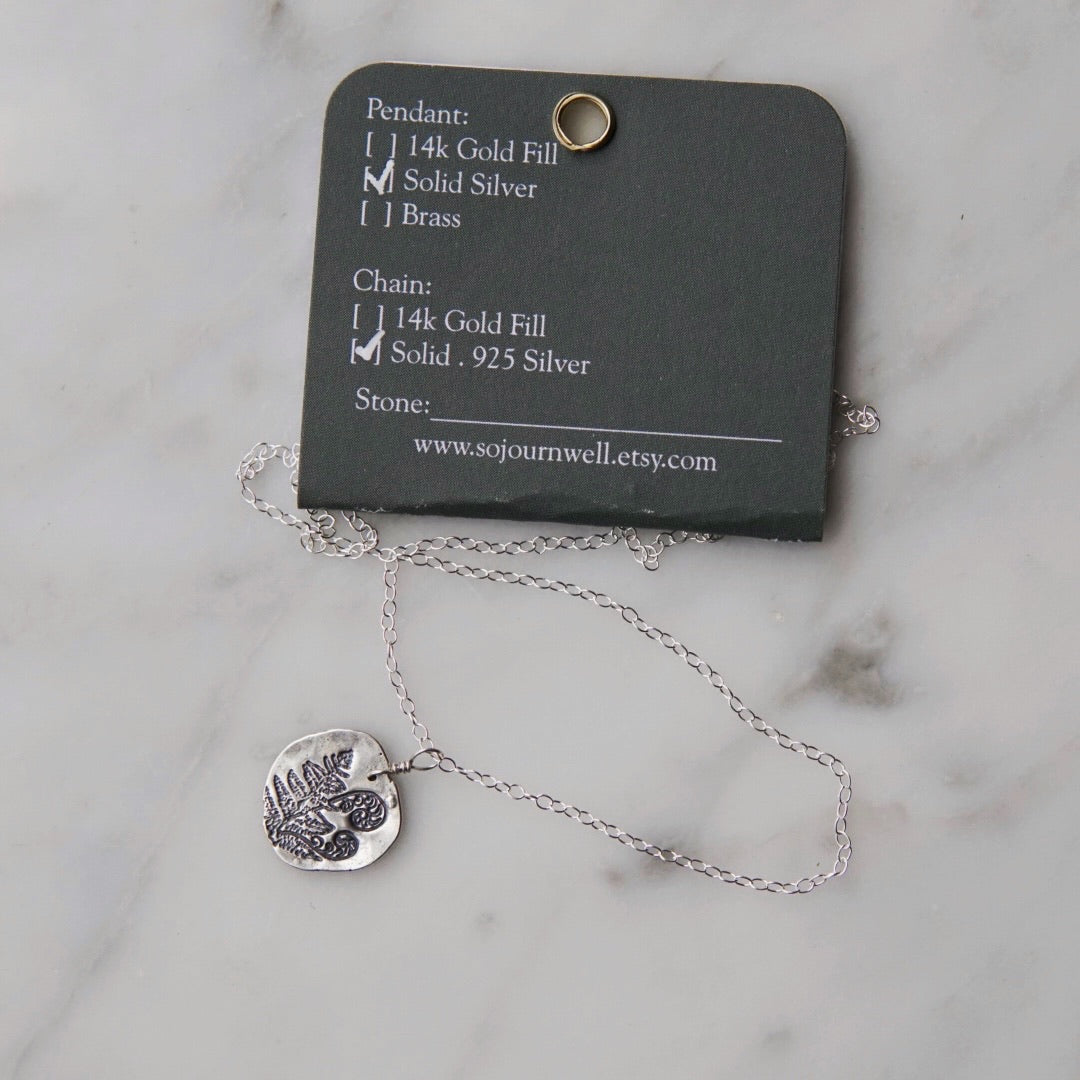 Solid Silver Fern Necklace