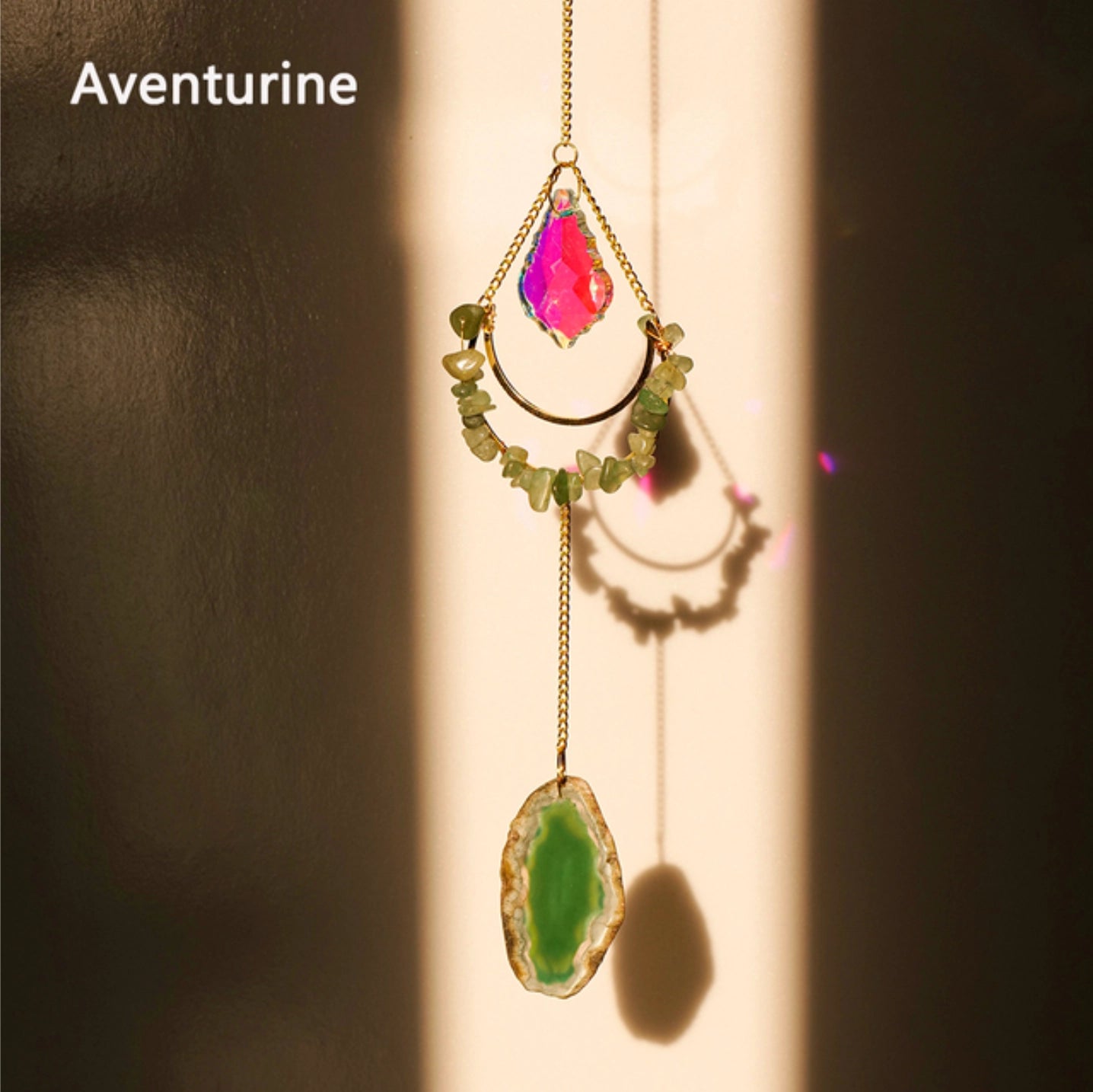 Teardrop Crystal Agate Suncatcher Hanging Aquamarine