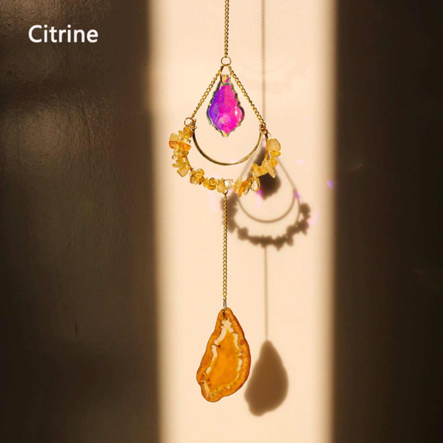Teardrop Crystal Agate Suncatcher Hanging Aquamarine