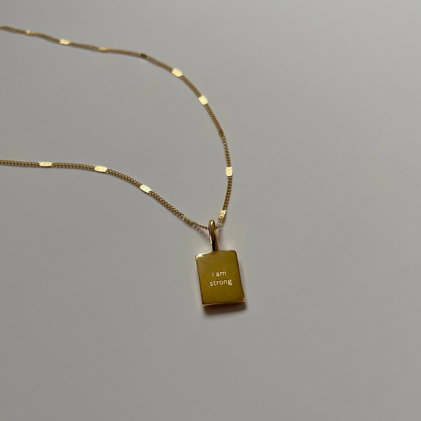 Affirmation Necklace – “I Am Strong” Gold Pendant Jewelry