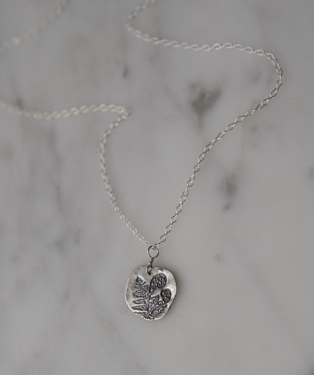 Solid Silver Fern Necklace