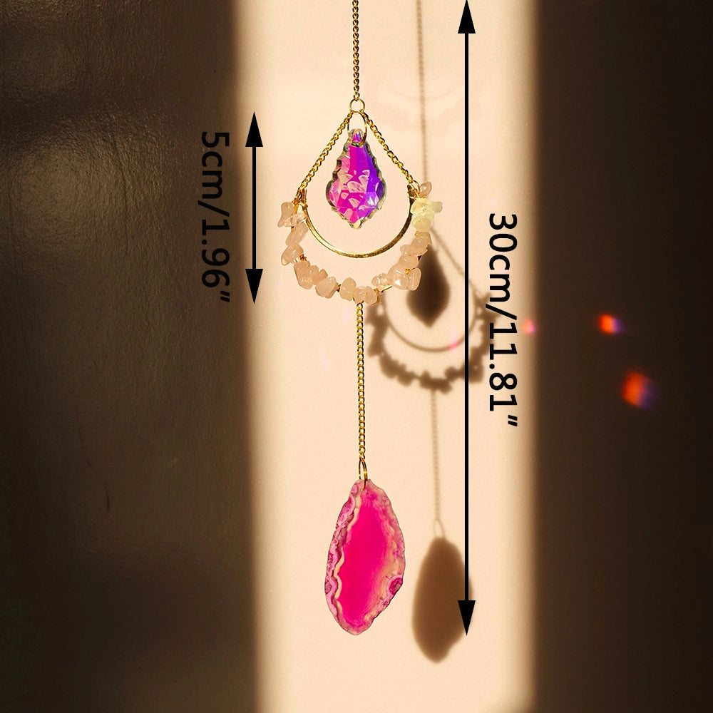 Teardrop Crystal Agate Suncatcher Hanging Aquamarine