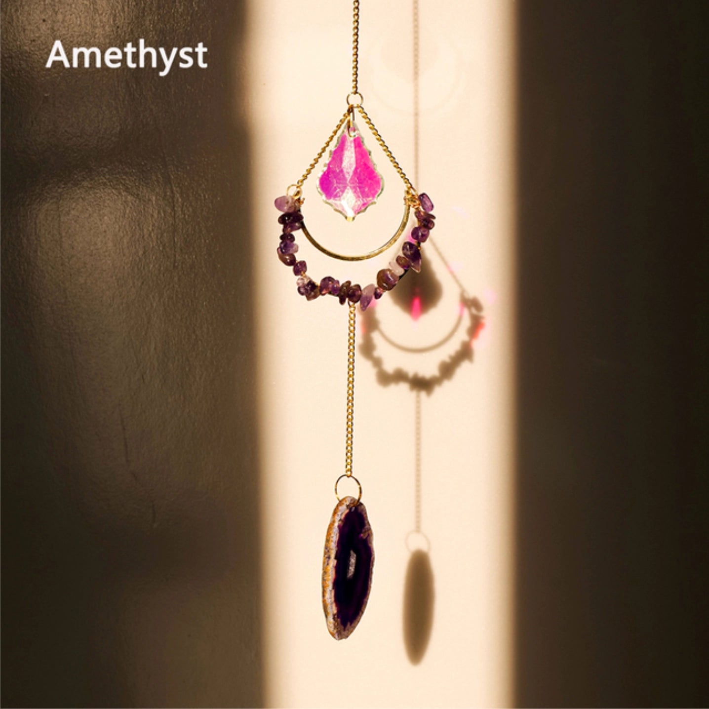 Teardrop Crystal Agate Suncatcher Hanging Aquamarine