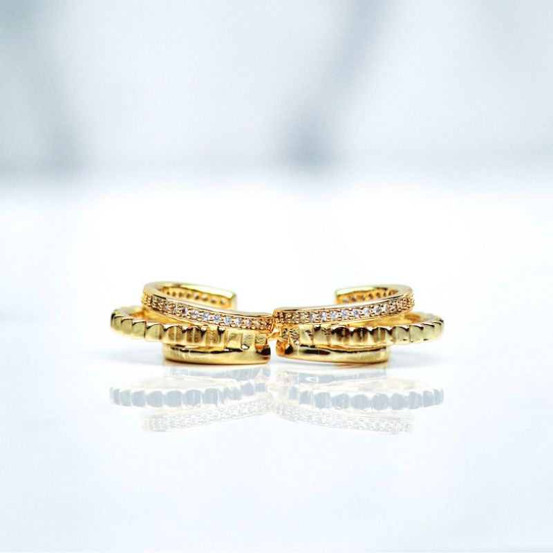 Triple Threat Huggies - 14K Gold Vermeil
