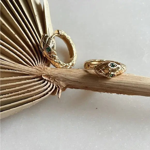 Gavin Snake Huggies - Gold Hoop Earrings