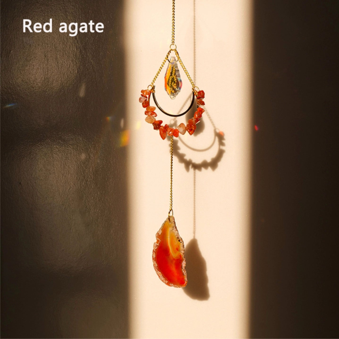Teardrop Crystal Agate Suncatcher Hanging Aquamarine
