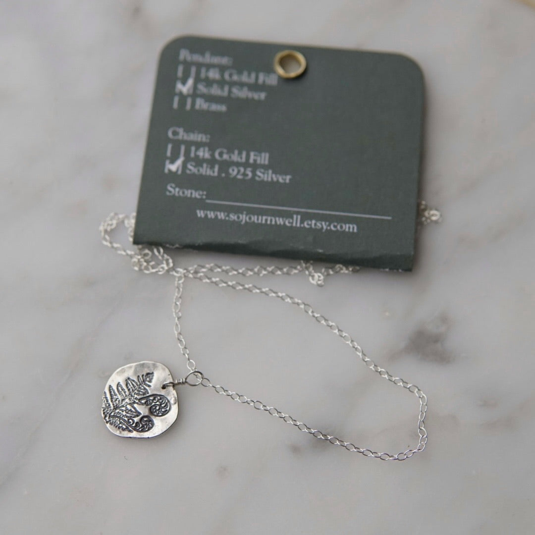 Solid Silver Fern Necklace
