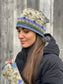 Verbier Floral Wool Beanie Hat with Embroidery: Charcoal