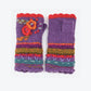 Lassen Wool Knit Handwarmers with Crochet Flowers: Teal