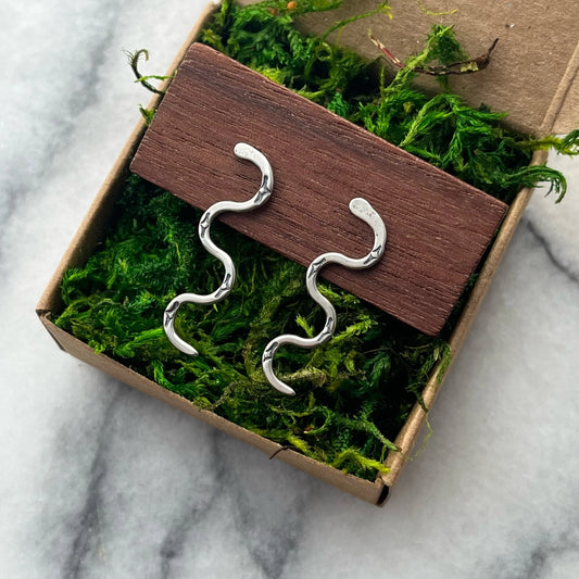 Solid Silver Snake Earrings
