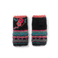 Lassen Wool Knit Handwarmers with Crochet Flowers: Teal