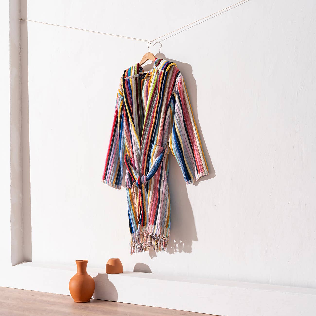 Pompom Bathrobe Handloom Turkish Cotton Resort Heavy Luxury: S-M