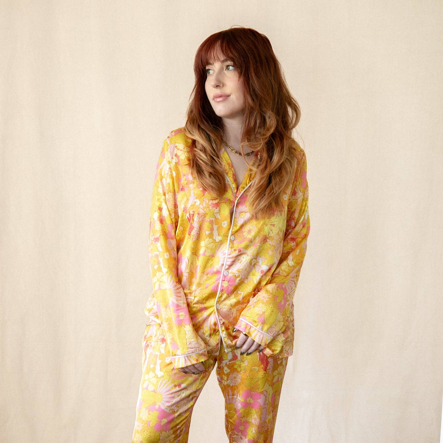 Sunflower & Marigold Silky Pajama Set