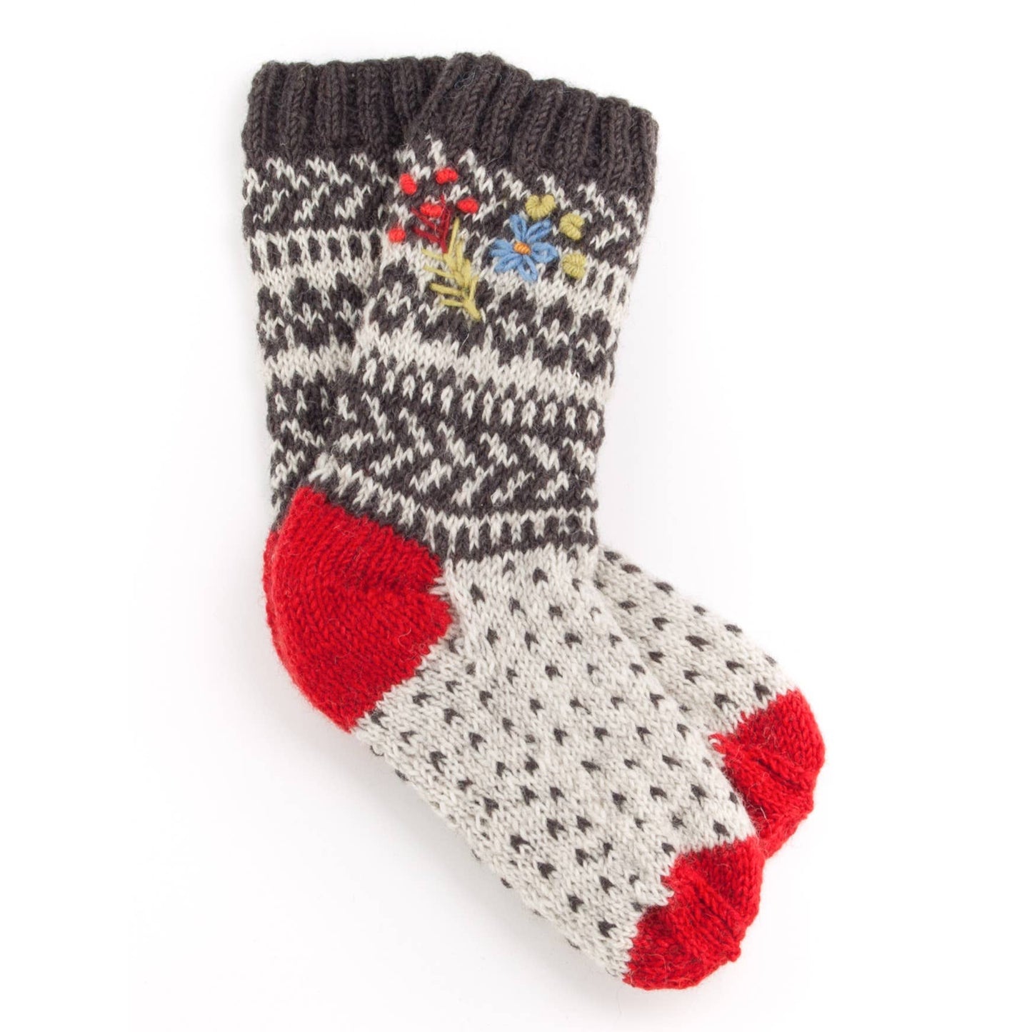 Sadie Women's Wool Socks – Floral Knit Design: Blue