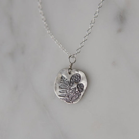 Solid Silver Fern Necklace
