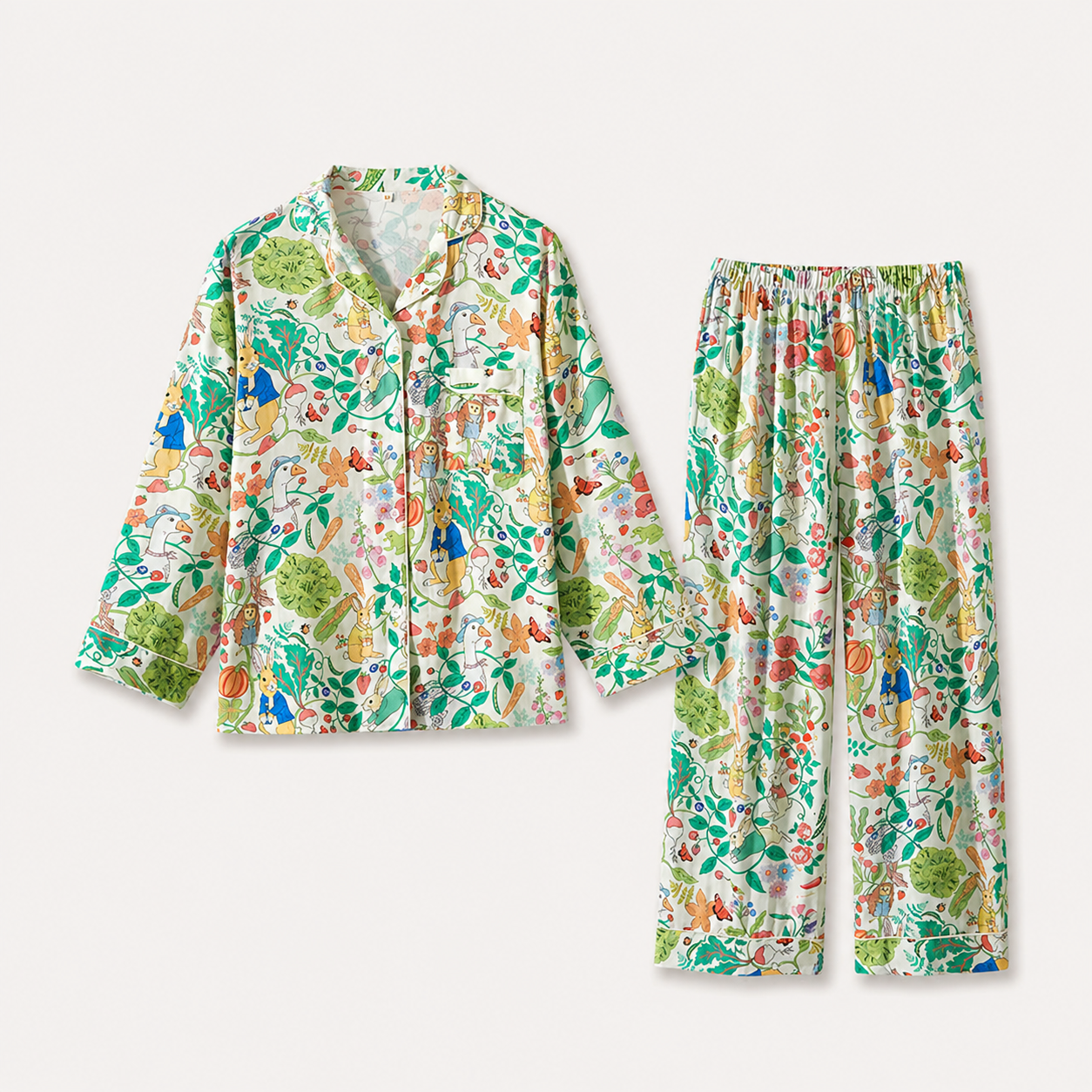 Garden print bamboo cotton pajama set
