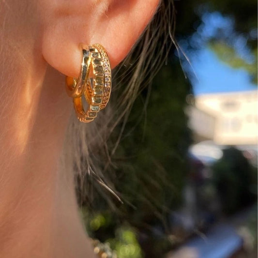 Triple Threat Huggies - 14K Gold Vermeil