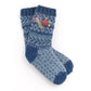 Sadie Women's Wool Socks – Floral Knit Design: Blue