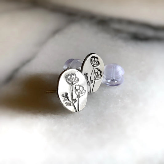 Solid Silver Poppy Earrings