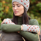 Anaya Handwarmers – Wool Knit with Floral Embroidery: Mint