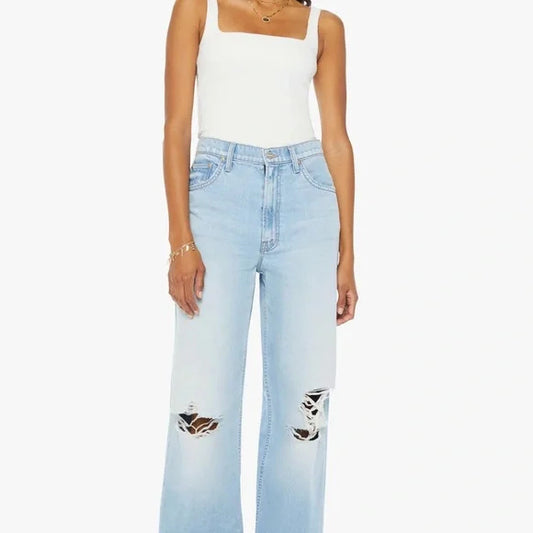 Mother High Wasted Spinner Heel In Ripped Off