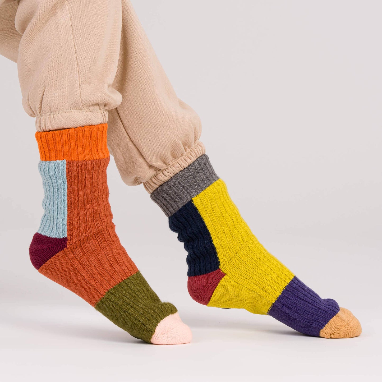 Mismatched Rainbow House Socks