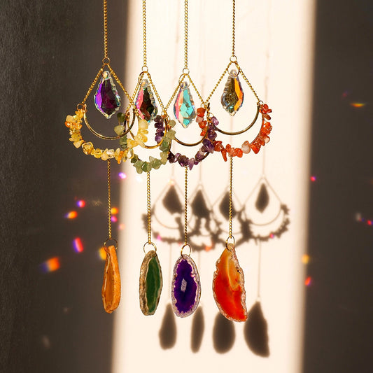 Teardrop Crystal Agate Suncatcher Hanging Aquamarine