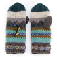 Chloe Wool Mittens – Embroidered Floral Design: Grey