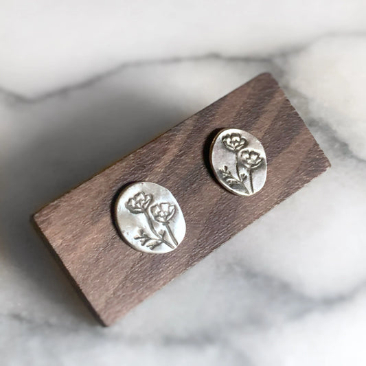 Solid Silver Poppy Earrings